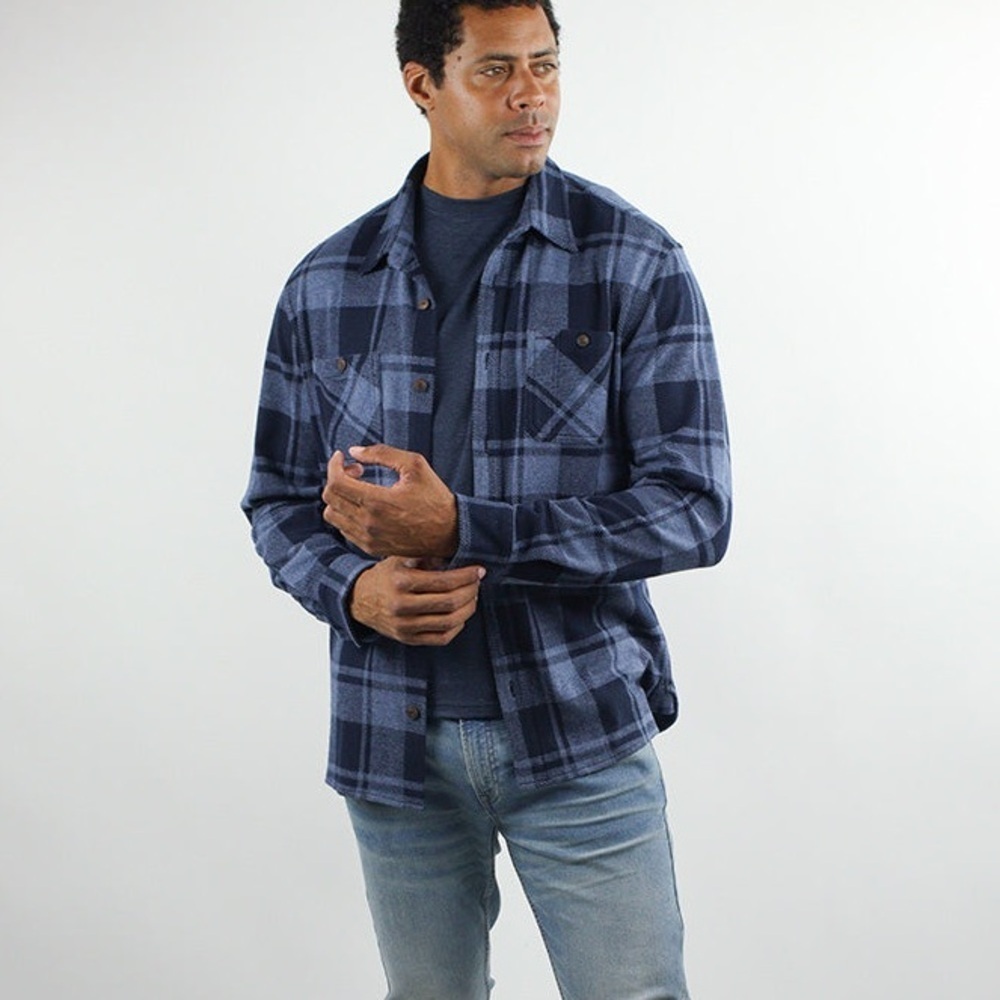 Jachs NY Flannel Plaid Blue Cotton Heavyweight Flannel Outdoor Men’s Medium - Picture 2 of 12